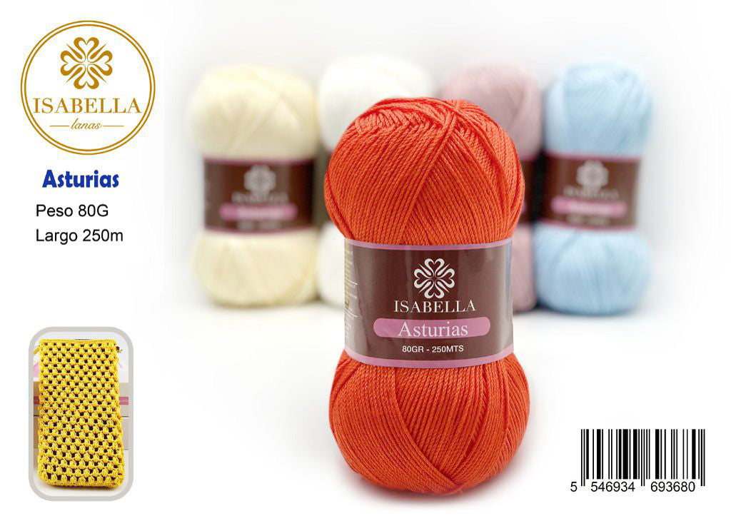 Ovillo de Hilo Isabella Asturias 80g - Hebra Creativa y Versátil