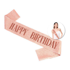 BANDA HAPPY BIRTHDAY GLITTER ORO ROSA 160X9.5CM