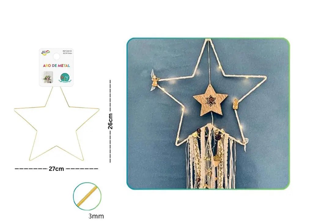 AROS DE METAL CON FORMA DE ESTRELLA COLOR ORO 1PCS 牵手