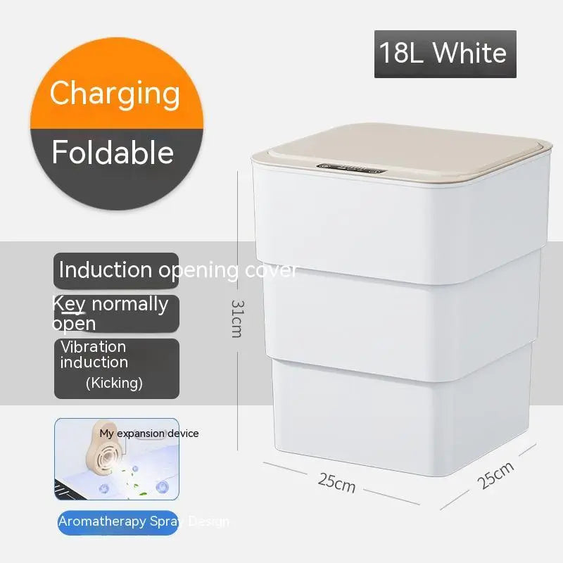 Smart Trash Can With Lid For Bedroom And Living Room Kitchen Storage Box Trash Can Induction Small Car Box Automatic Smart Dustbin Smart Trash Bin Melissa