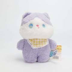  PELUCHE SERIE DE TELA CUADROS GATO MORADO 25CM