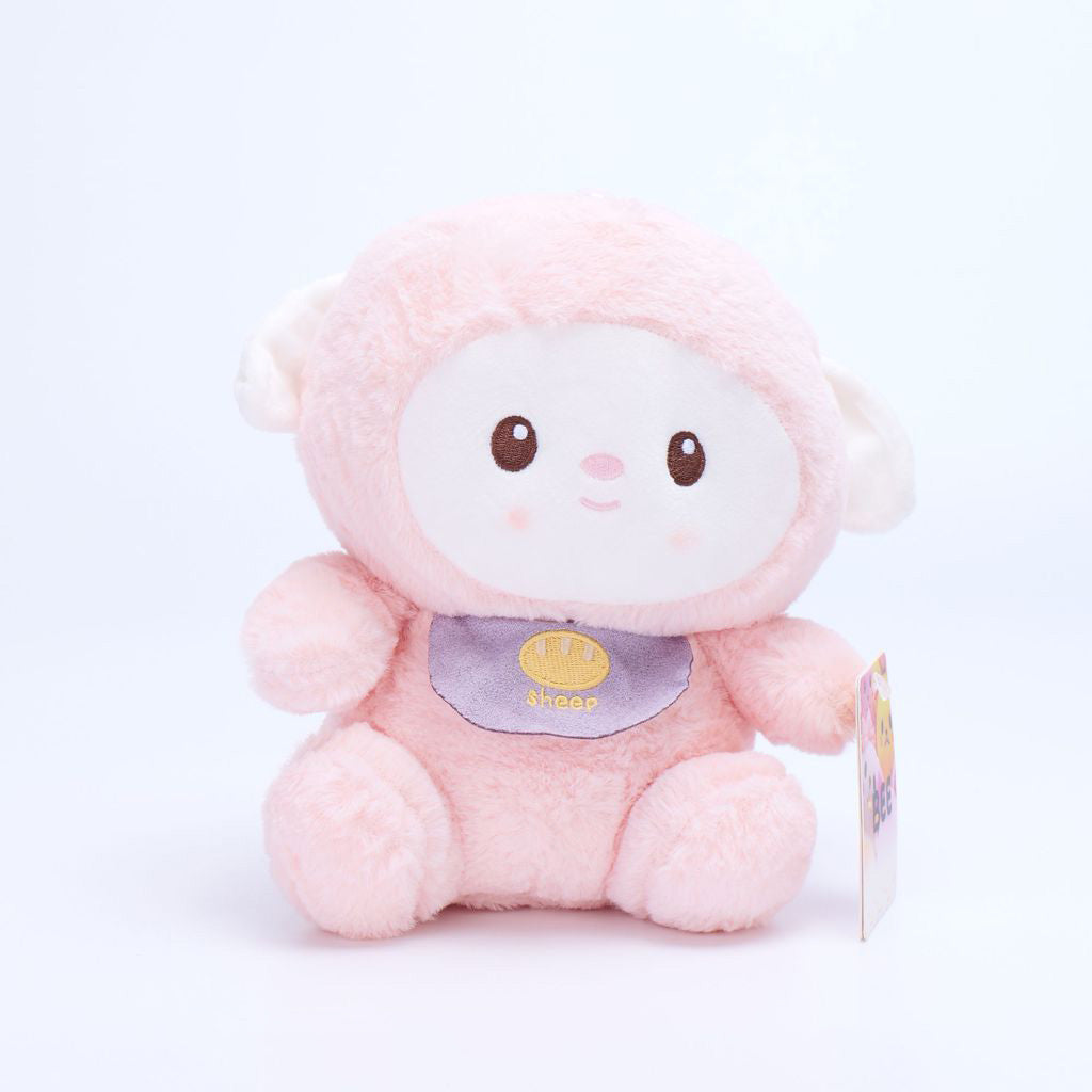  PELUCHE MUÑECA DE BOLSILLO CON CARA-OVEJA ROSA 21CM