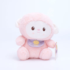  PELUCHE MUÑECA DE BOLSILLO CON CARA-OVEJA ROSA 21CM