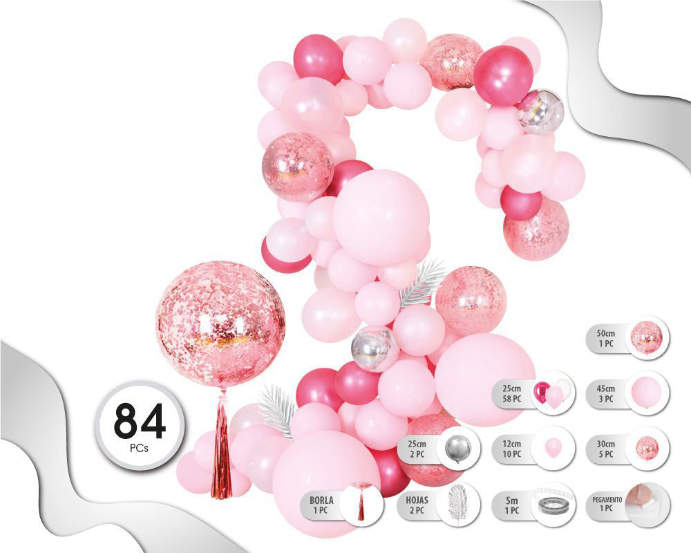 SET DE GLOBOS BABY PINK 84PC