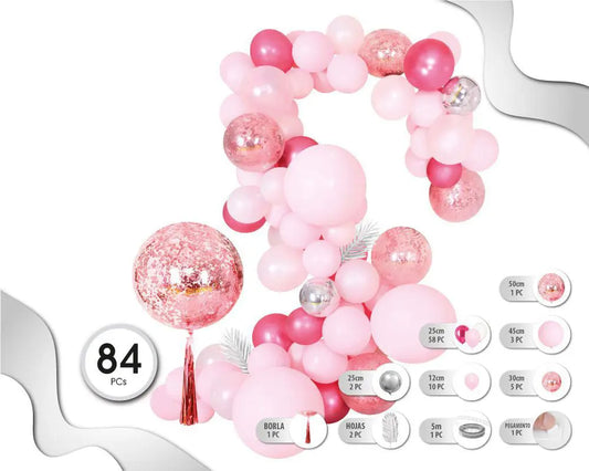 SET DE GLOBOS BABY PINK 84PC XOCO