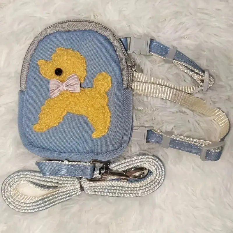 Bolsa De Sillín De Pecho Estilo Chaleco Ajustable Para Mascotas, Cuerda De Tracción De Dibujos Animados, Suministros De Viaje Para Perros, Mochila, Juego De Arnés