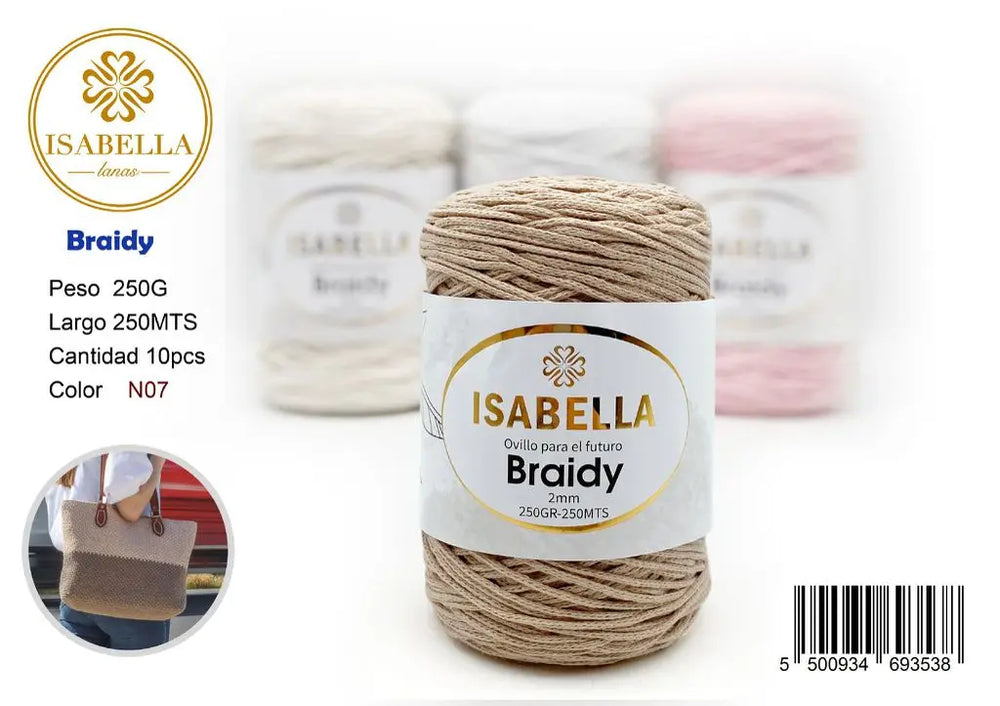 DIY BRAIDY 2MM 250G ISABELLA 纱线