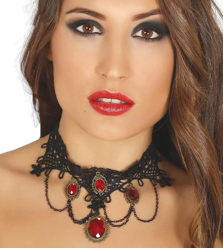 COLLAR CON RUBIES PARA CALNAVAL O FIESTA