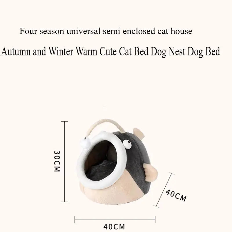 Cómoda Cama Para Gatos Semicerrada Para Invierno, Bonita Casa Para Gatos Para Todas Las Estaciones, Suministros Para Mascotas, Casa Para Perros, Accesorios Para Mascotas, Suministros Para Mascotas