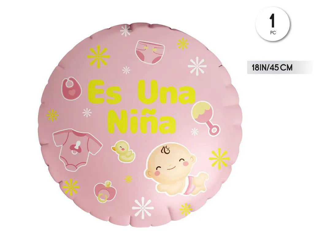 GLOBO DECORATIVO FOIL REDONDO BAUTIZO GIRL 45CM XOCO