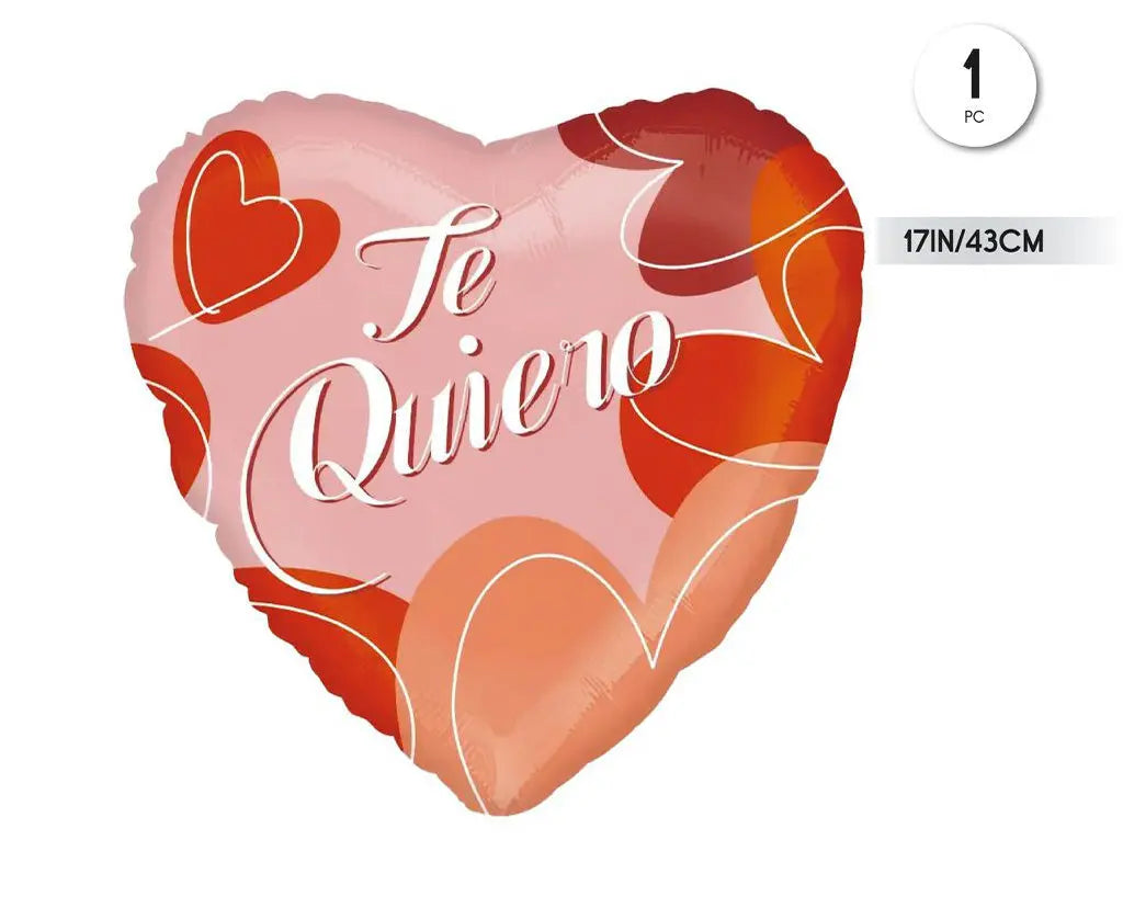 GLOBO DECORATIVO FOIL CORAZON MENSAJE DE TE QUIERO 45CM XOCO