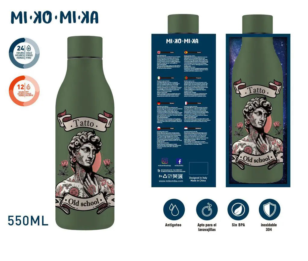 BOTELLA TERMO ACERO INOXIDABLE CALOR Y FRIO MIKOMICA