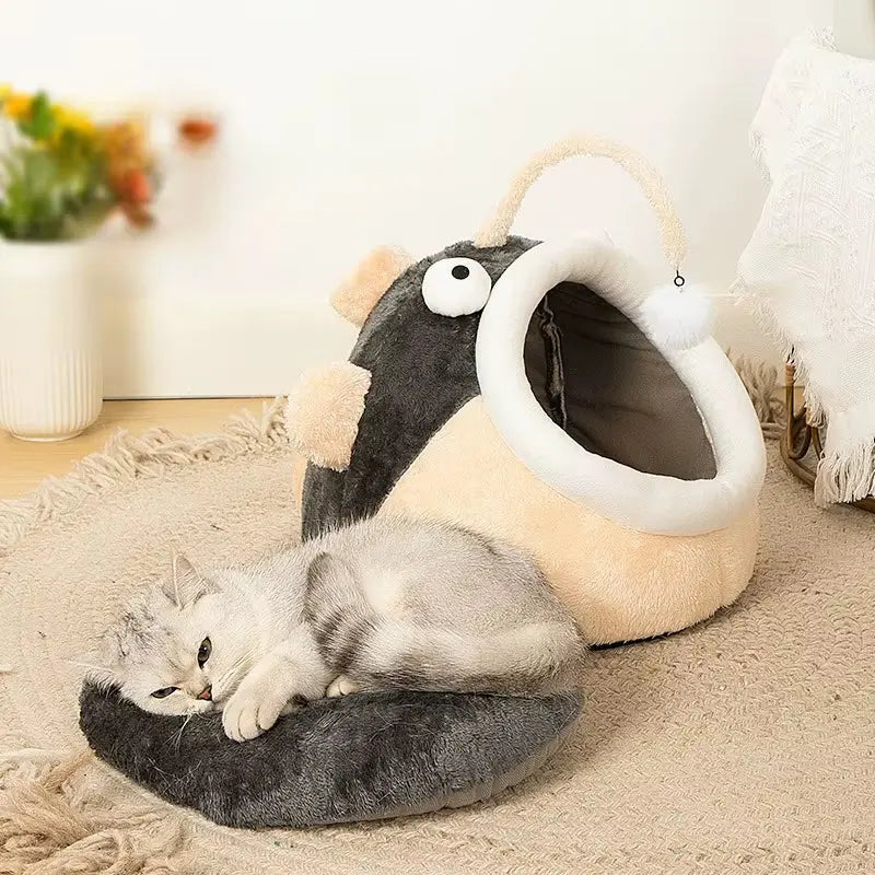 Cómoda Cama Para Gatos Semicerrada Para Invierno, Bonita Casa Para Gatos Para Todas Las Estaciones, Suministros Para Mascotas, Casa Para Perros, Accesorios Para Mascotas, Suministros Para Mascotas