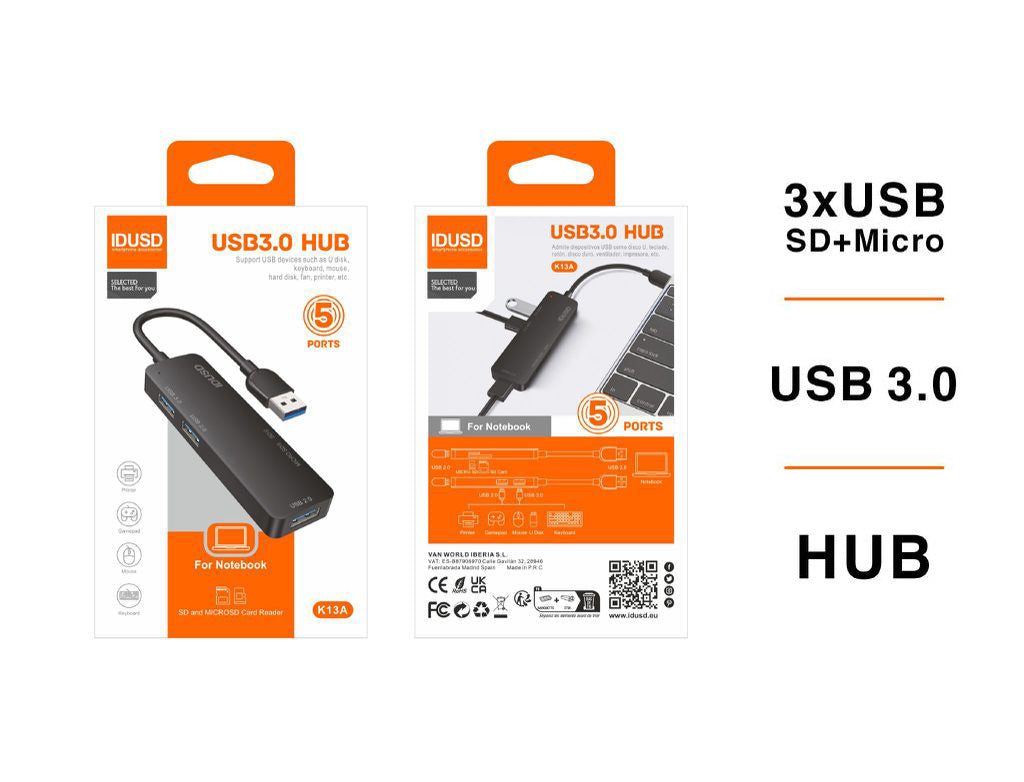 combo HUB USB 3.0 5in1 3USB SD+micro