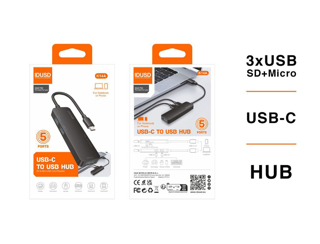 combo HUB USB-C 3.0 5in1 3USB SD+micro