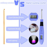Juego de 12 agujas de crochet iluminadas con contador BlissMarket
