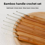 Juego completo de agujas de crochet con mango de bambú DS