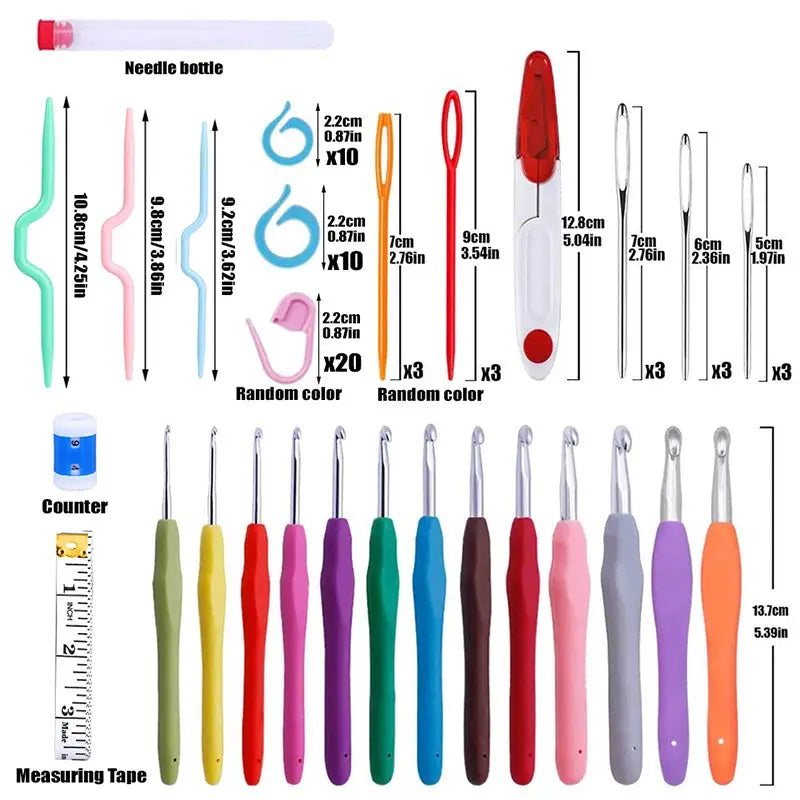 Juego de 76 agujas de crochet con mango DS