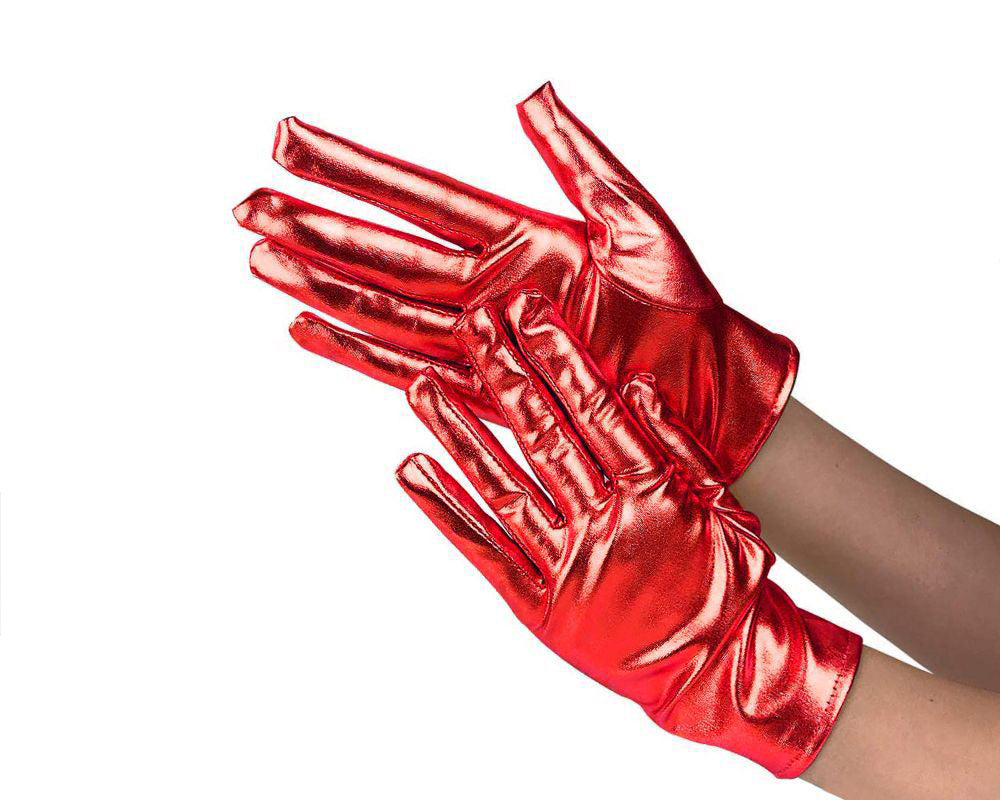 GUANTES CORTO METALIZADO ROJO