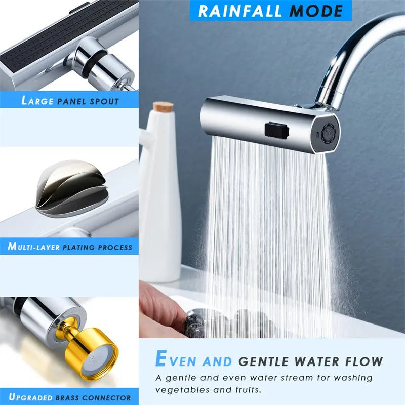 Kitchen Faucet Waterfall Outlet Splash Proof Universal Rotating Bubbler Multifunctional Water Nozzle Extension Kitchen Gadgets Melissa