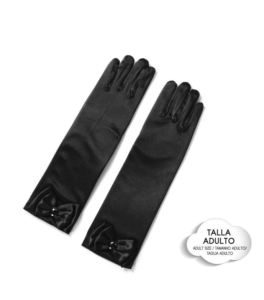 GUANTES PRINCESA CON LAZO NEGRO