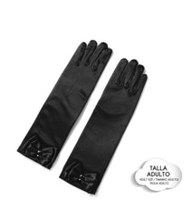 GUANTES PRINCESA CON LAZO NEGRO