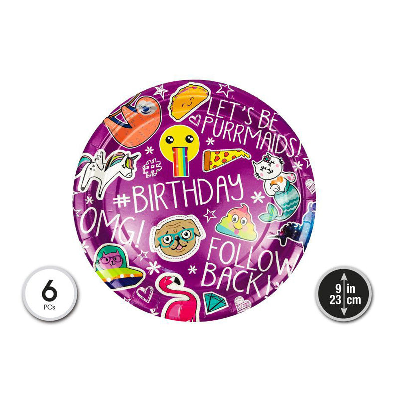 PLATOS DE CARTON BDAY 23CM 6PCS