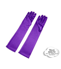 GUANTES SATEN LARGO MORADO