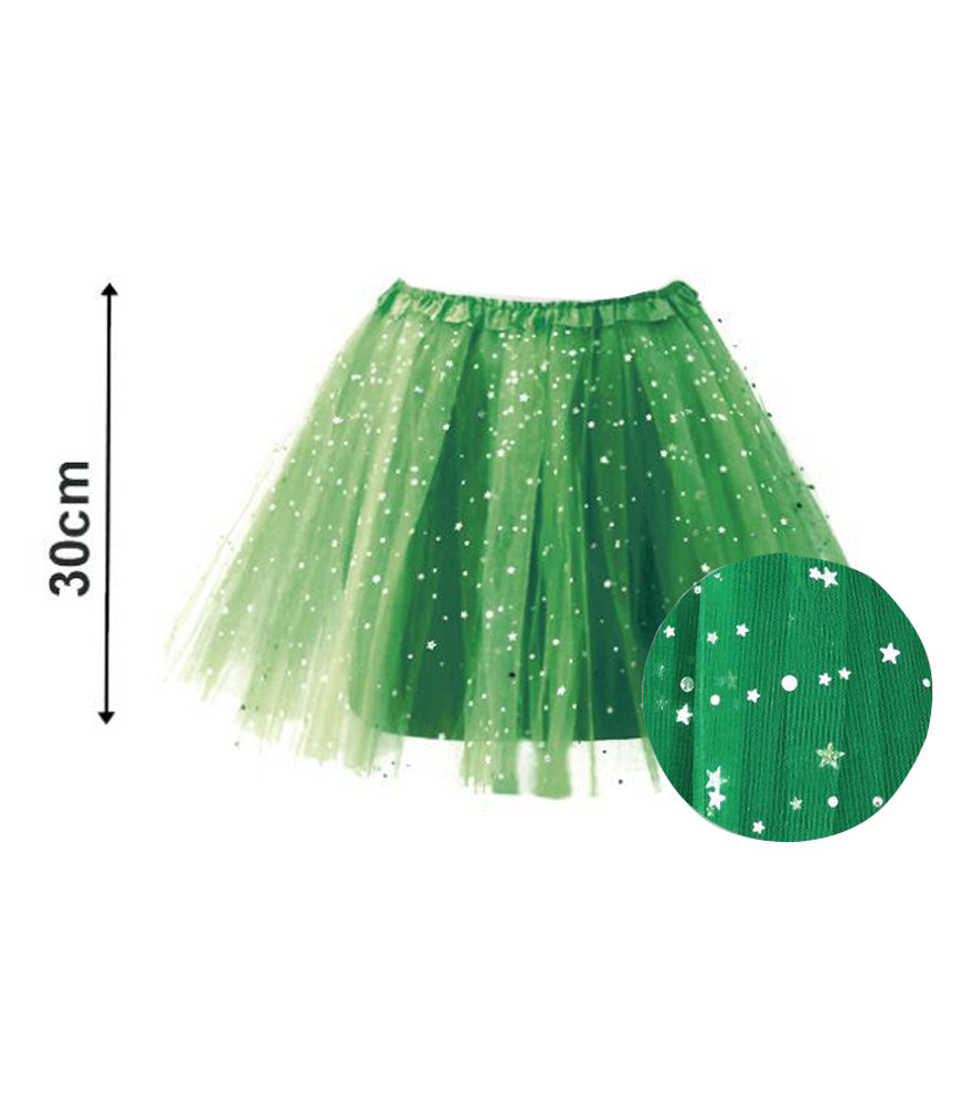 TUTU ESTRELLAS 30CM VERDE OSCURO