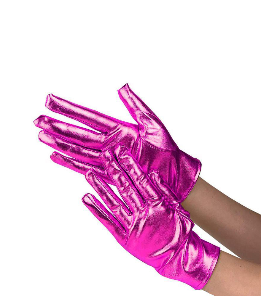 GUANTES CORTO METALIZADO FUCSIA