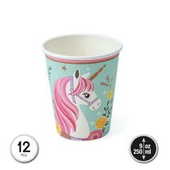 VASOS DE CARTON UNICORNIO 250ML 12PCS