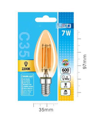 LED FILAMENTO VELA C35 7W E14 LUZ CALIDA