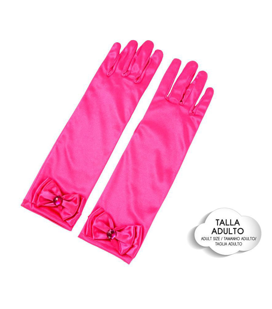 GUANTES PRINCESA CON LAZO FUCSIA