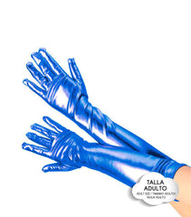 GUANTES LARGO METALIZADO AZUL