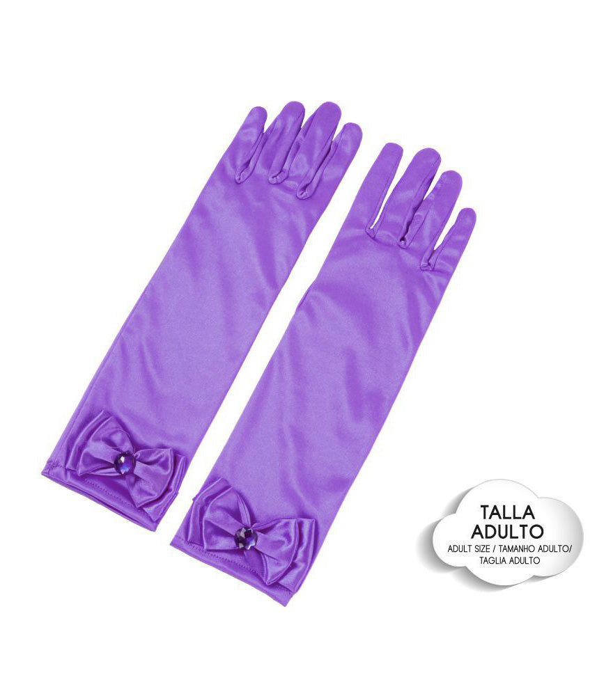 GUANTES PRINCESA CON LAZO MORADO