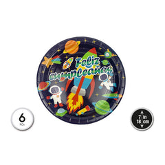 PLATOS DE CARTON ASTRONAUTA 18CM 6PCS