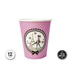 VASOS DE CARTON PARIS GIRL 250ML 12PCS