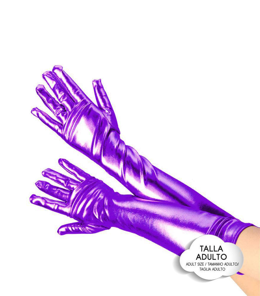 GUANTES LARGO METALIZADO MORADO