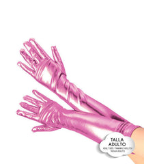 GUANTES LARGO METALIZADO ROSA