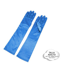 GUANTES SATEN LARGO AZUL