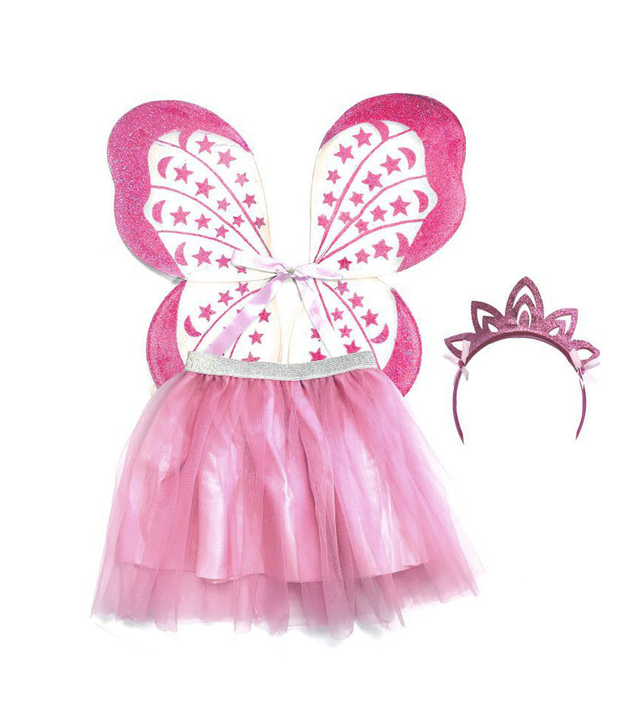 SET TUTU ALAS DIADEMA HADA ROSA