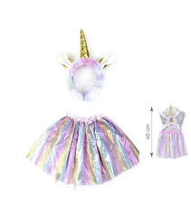 SET DIADEMA FALDA UNICORNIO