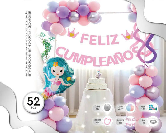 SET DE GLOBOS SIRENA 52PC XOCO