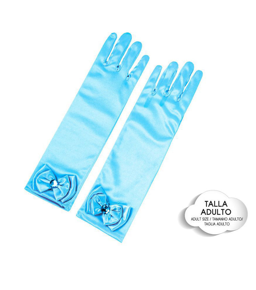 GUANTES PRINCESA CON LAZO TURQUESA