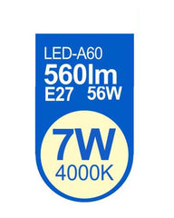 LED ESTANDAR A60 7W E27 LUZ NATURAL