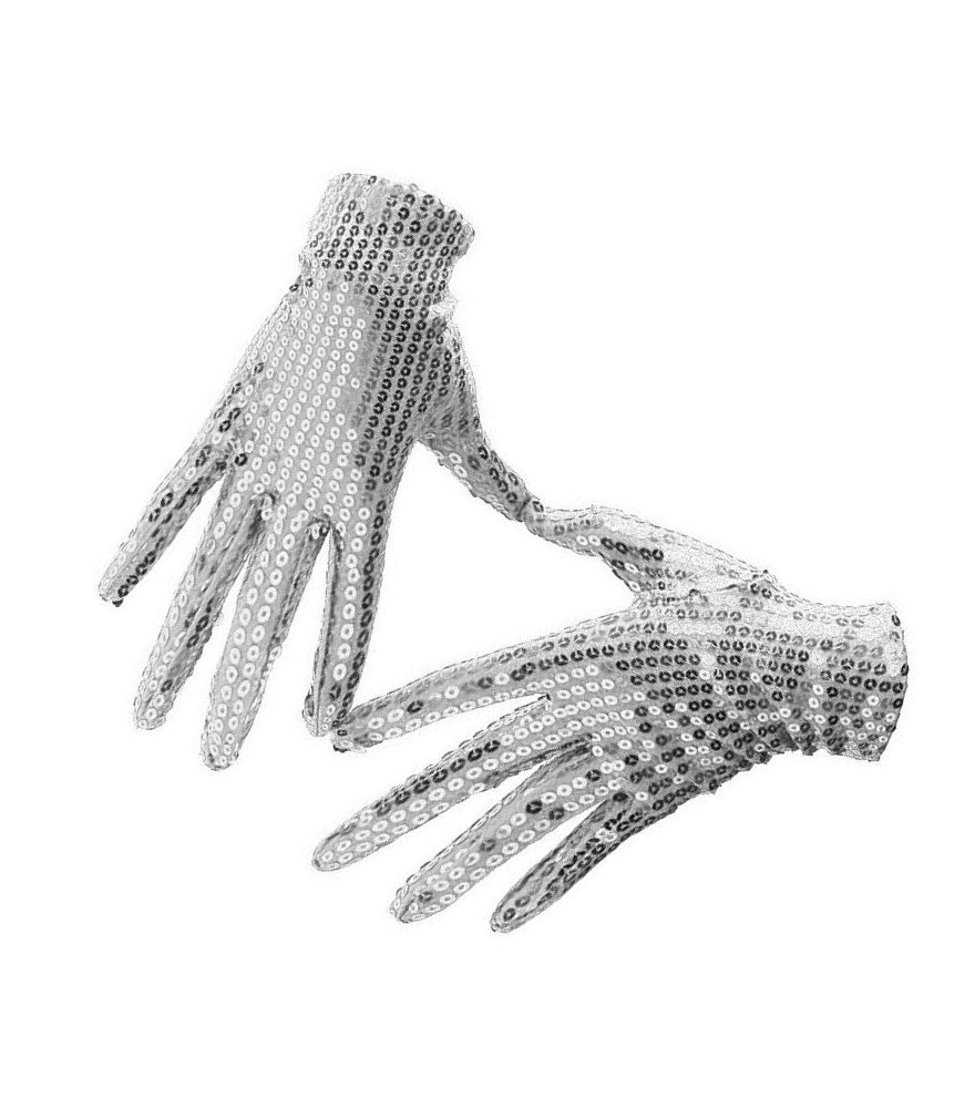 GUANTES LENTEJUELAS PLATA