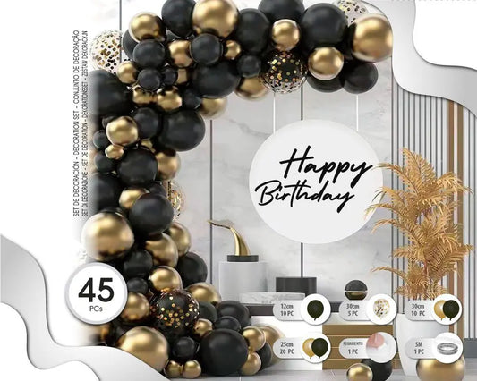 SET DE GLOBOS  BLACK GOLD 45PC XOCO