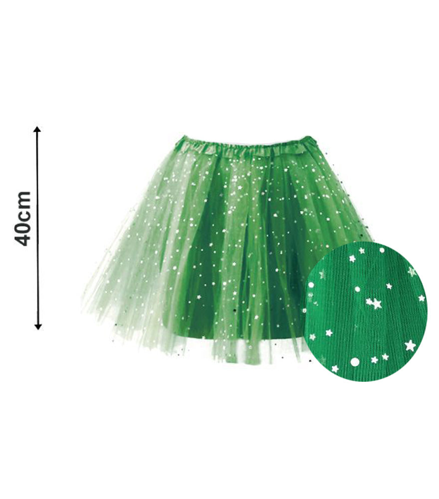 TUTU ESTRELLAS 40CM VERDE OSCURO