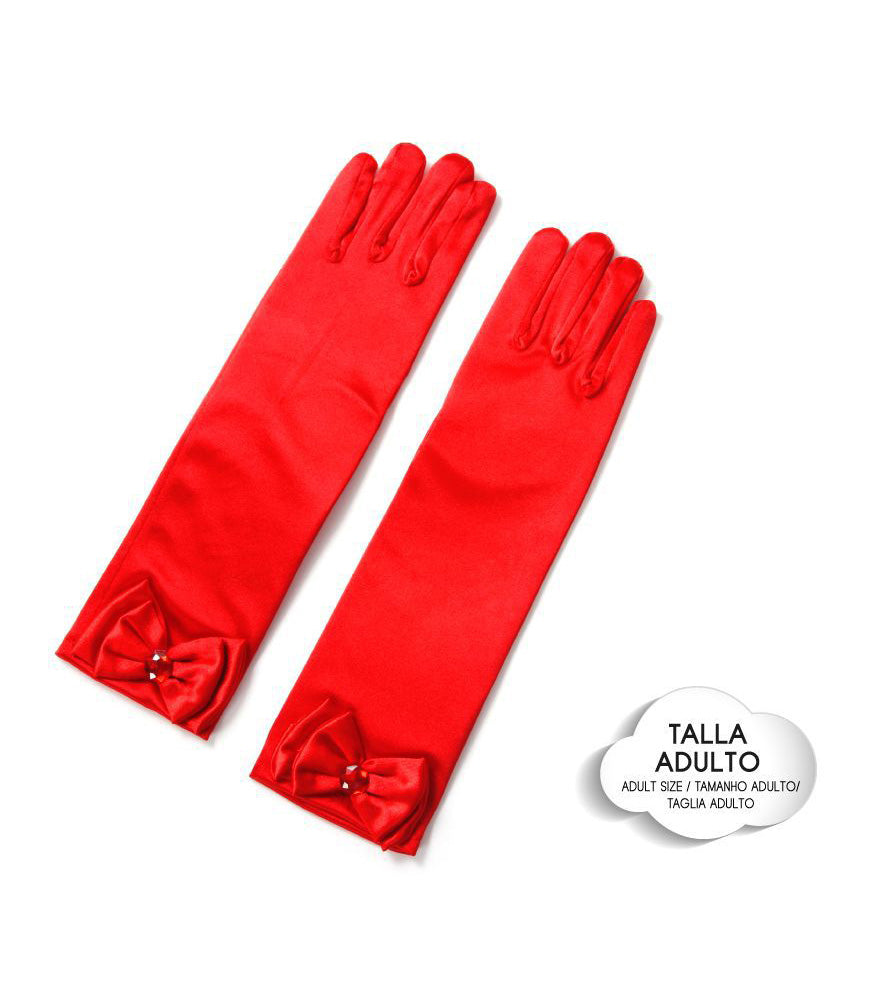 GUANTES PRINCESA CON LAZO ROJO