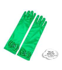 GUANTES PRINCESA CON LAZO VERDE